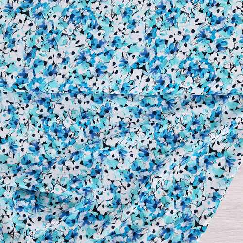 European Woven Viscose, Oeko-Tex, Floral Blue