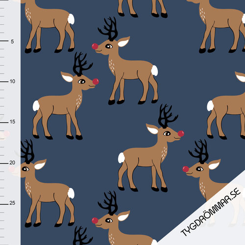 *REMNANT 44cm* Tygdrommar, GOTS Organic Jersey, Rudolf Dark Blue