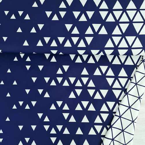 European Cotton Elastane Jersey, Oeko-Tex, Triangles Blue
