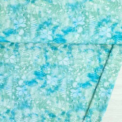 *REMNANT 116cm* European Cotton Elastane Jersey, Oeko-Tex, Watercolour Batik Ocean