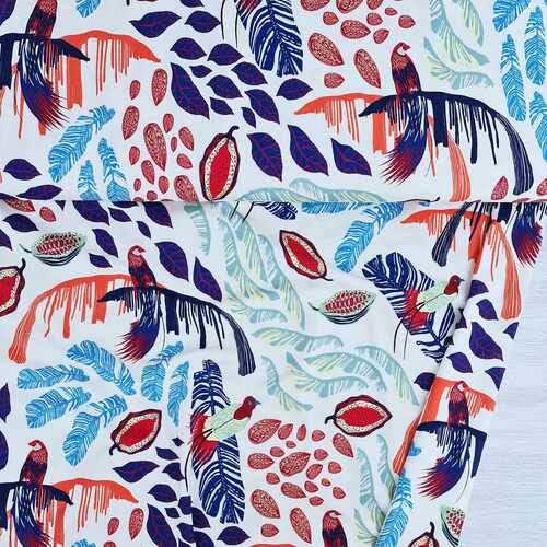 European Viscose Jersey Knit, Oeko-Tex, Bird of Paradise White