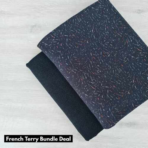 *2 PIECE BUNDLE DEAL* European Knit, Oeko-Tex French Terry, Mesh Charcoal Black & Sprinkles Blue