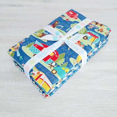 Riley Blake Designs, Road Trip, 1 Yard (90cm) x 6 Piece Bundle Blue