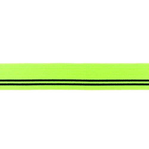 Waistband Elastic, Soft 30mm Black Stripes Neon Green