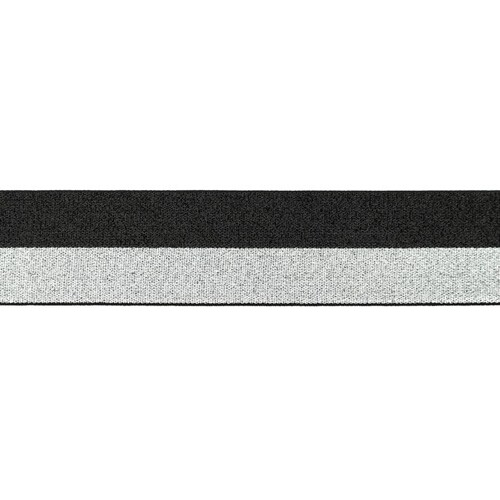 Waistband Elastic, Soft 40mm Lurex Duo Black Silver