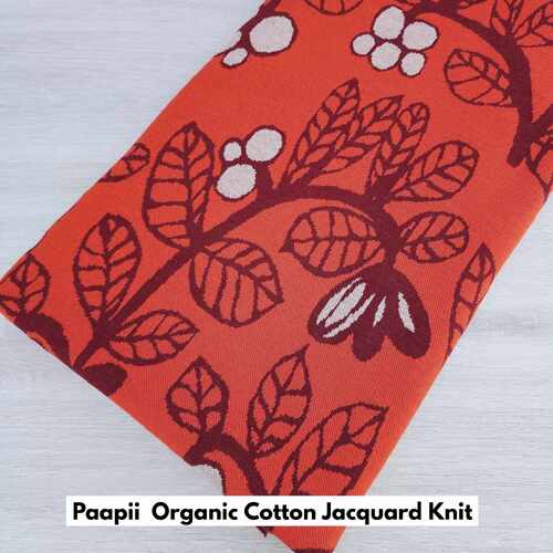 *REMNANT 165cm* PaaPii Design, GOTS Organic, Jacquard Knit, Lingonberry Orange