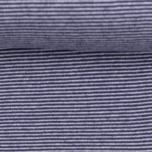 *REMNANT 62cm* European Cotton Elastane Jersey, Oeko-Tex, 1mm Stripes Dark Blue/White