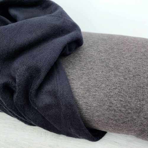 European Alpine Fleece Sweater Knit, Melange Dark Blue