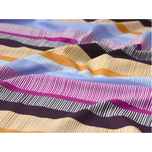 European Cotton Elastane Jersey, Oeko-Tex, Cosy Stripes Plum