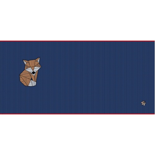 European Modal Blend French Terry Knit, Panel 74cm, Cosy Big Fox Blue