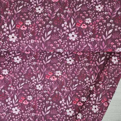 European Modal Blend French Terry Knit, Meadow Flowers Port