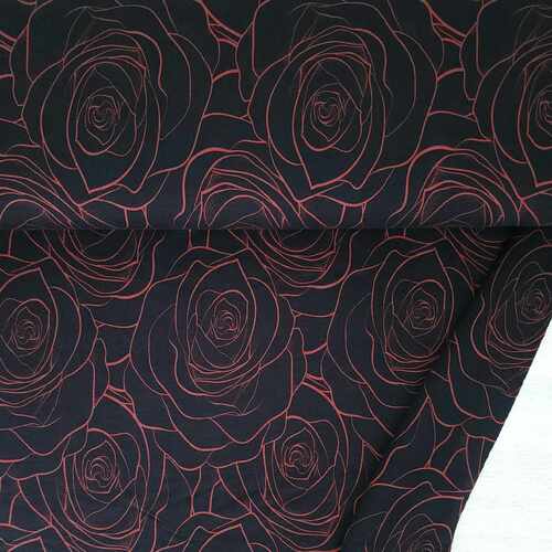 European Modal Blend French Terry Knit, Rose Stencil Chestnut